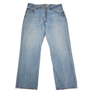 Vintage 1990s Levis 501 38x30 Light Wash Straight‎ Leg Jeans Distressed Egypt